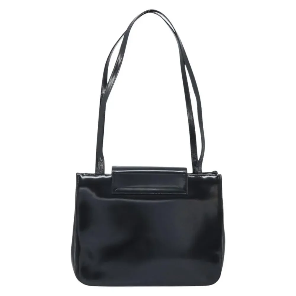 Gianni Versace Patent Leather Tote Bag Black